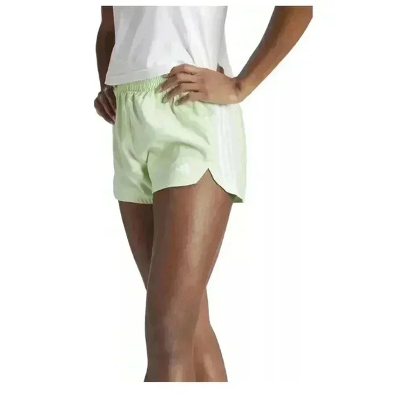NWT Adidas Womens Pacer Training 3 Stripe High Waist Shorts Green Size Small - Picture 4 of 5